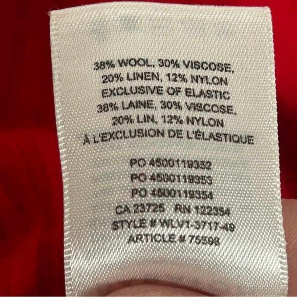 Babaton Red Wool Linen Blend Ribbed Cropped Sweater - Picture 11 of 12